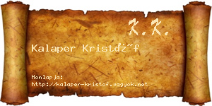Kalaper Kristóf névjegykártya